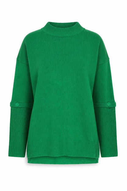 Front view of JDWILLIAMS Women's Green Mock Neck Acrylic Jumper - S