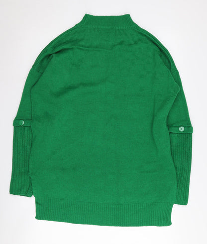 JDWILLIAMS Women's Green Mock Neck Acrylic Jumper - S