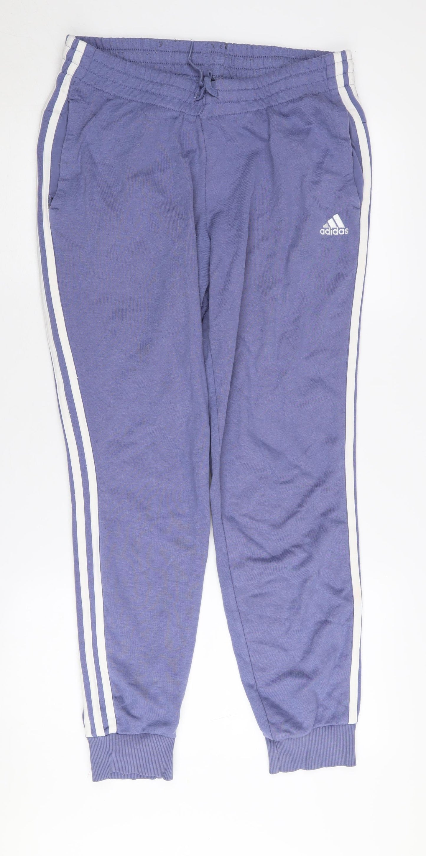 Adidas Women's Blue Joggers M Elastic Waist Side Stripe