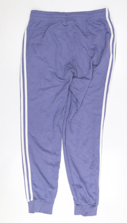 Adidas Women's Blue Joggers M Elastic Waist Side Stripe