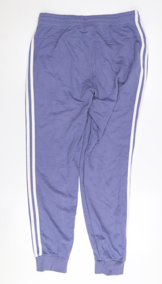 Adidas Women's Blue Joggers M Elastic Waist Side Stripe