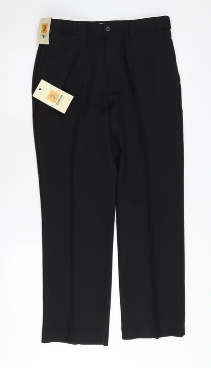 Farah Men's Black Classic Trousers, Size 32, Business Style