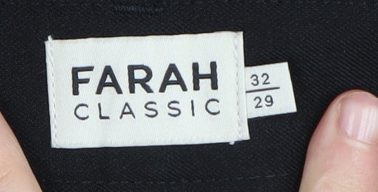 Farah Men's Black Classic Trousers, Size 32, Business Style