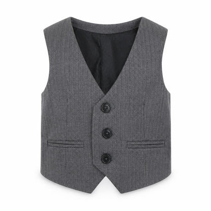 Front view of John Rocha boys’ grey suit waistcoat age 2 years