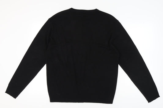 Pierre Cardin Men's Black V-Neck Pullover Jumper, Size L