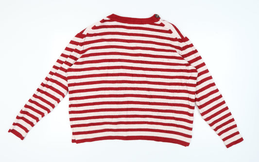 Jasper Conran Women's Red Striped Pullover Jumper Size 18