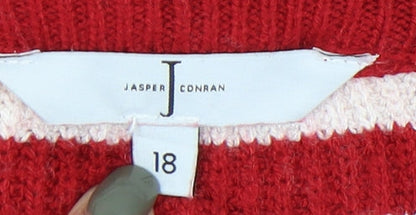 Jasper Conran Women's Red Striped Pullover Jumper Size 18
