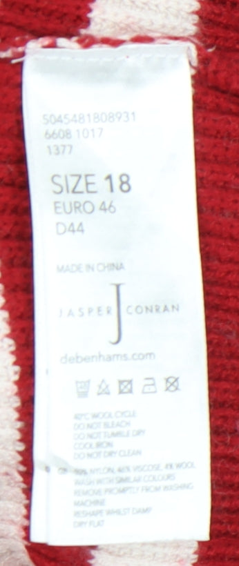 Jasper Conran Women's Red Striped Pullover Jumper Size 18