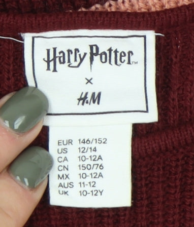 H&M Girls Harry Potter Striped Pullover Jumper Size 10-12