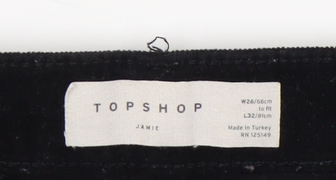 Topshop Women's Black Skinny Corduroy Trousers Size 26