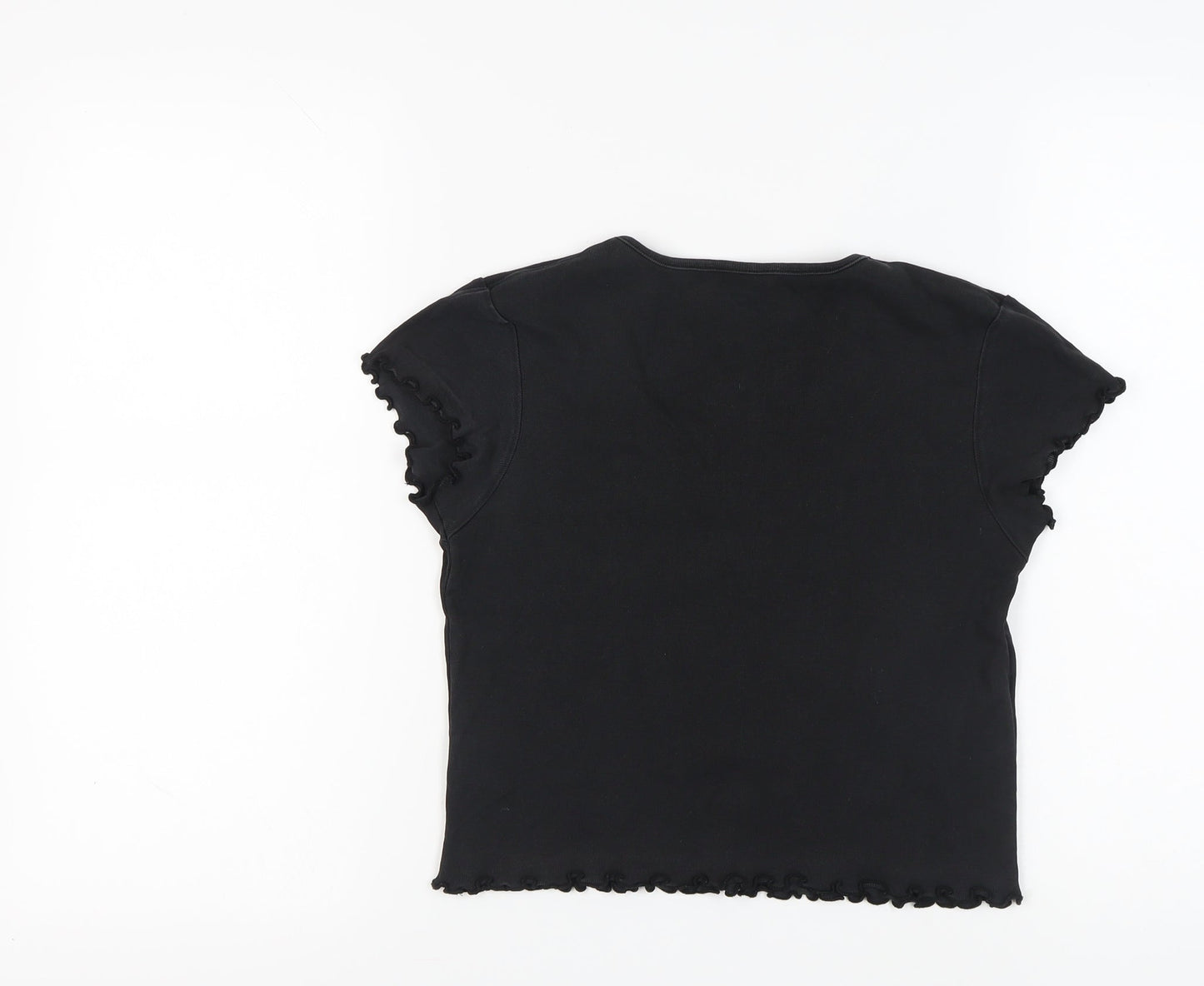 ELLE Women's Black V-Neck T-Shirt, Size M