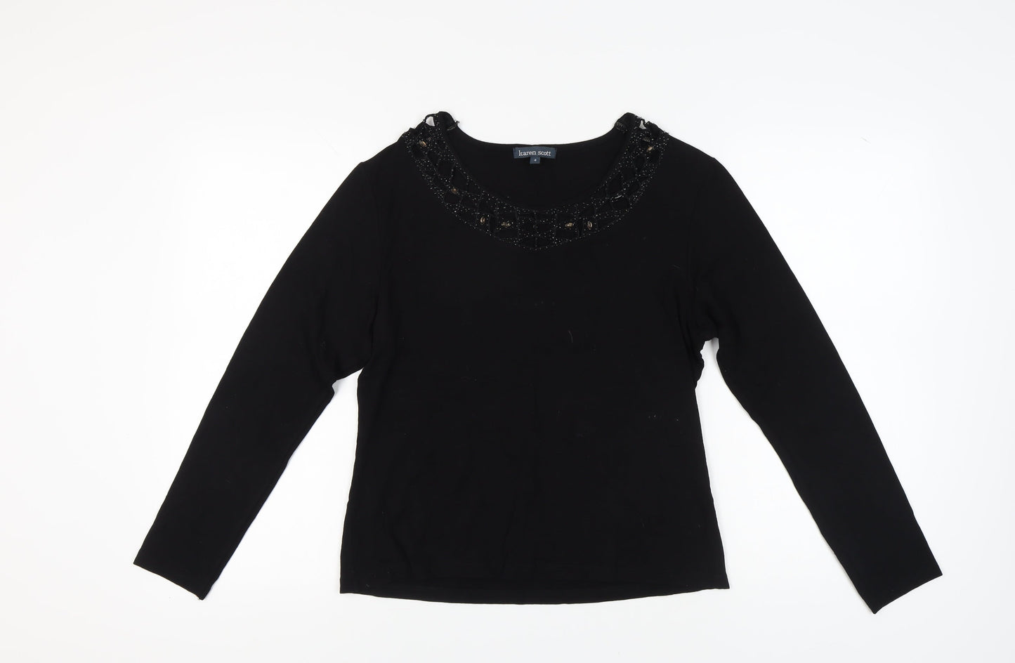 Womens UK Size 4 Karen Scott Black Basic Blouse