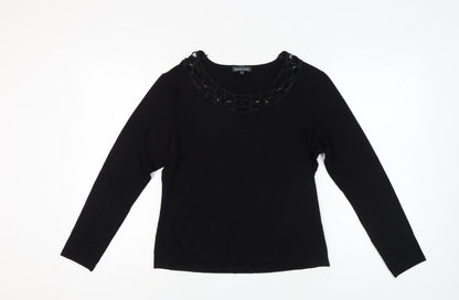 Womens UK Size 4 Karen Scott Black Basic Blouse