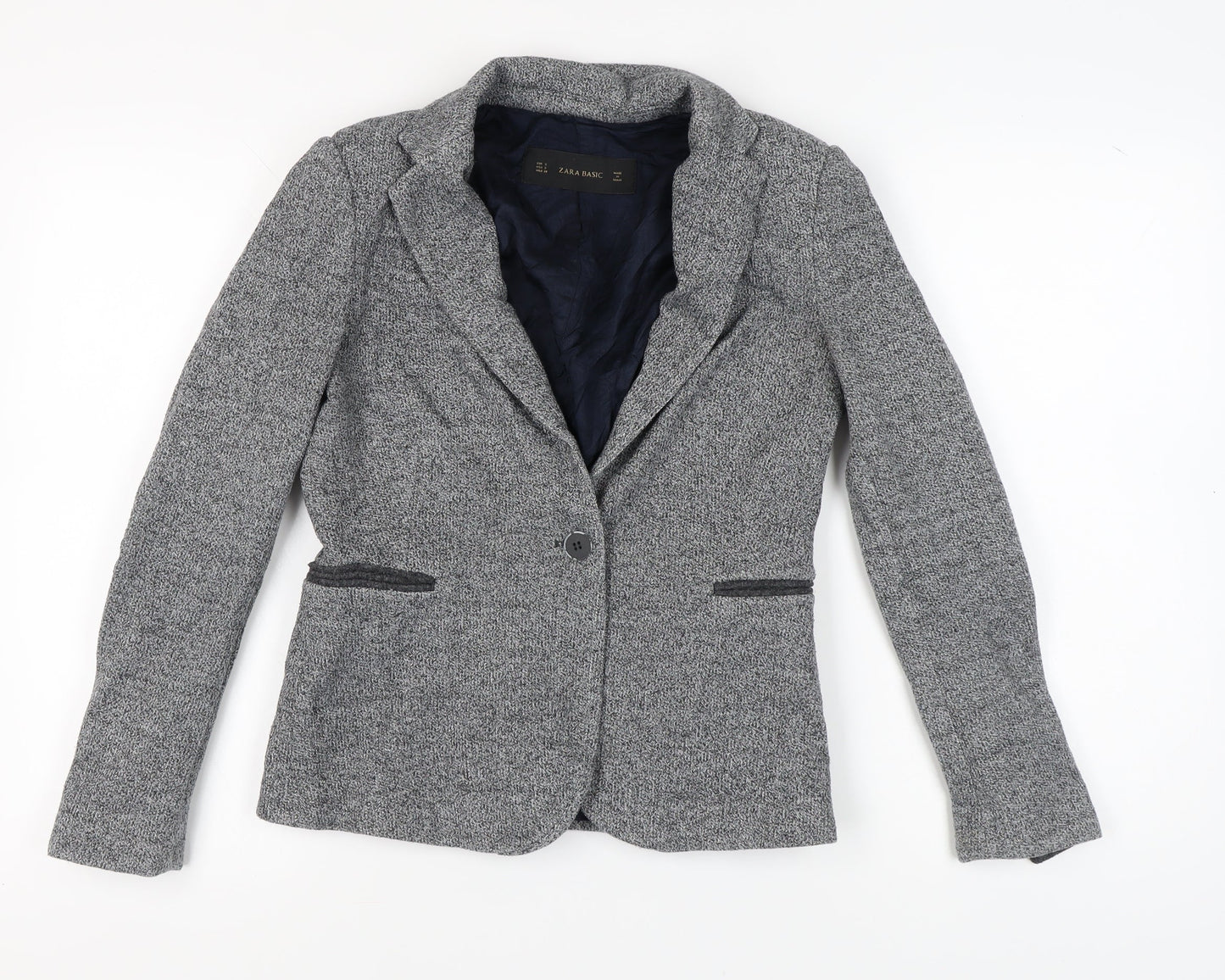 Zara Basic Women's Grey Blazer, Size 8, Mid-Length