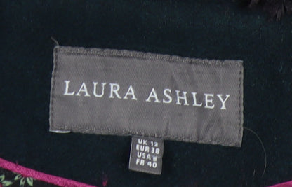 Laura Ashley Women's Green Coat, Size 12, Mid-Length, Buttoned