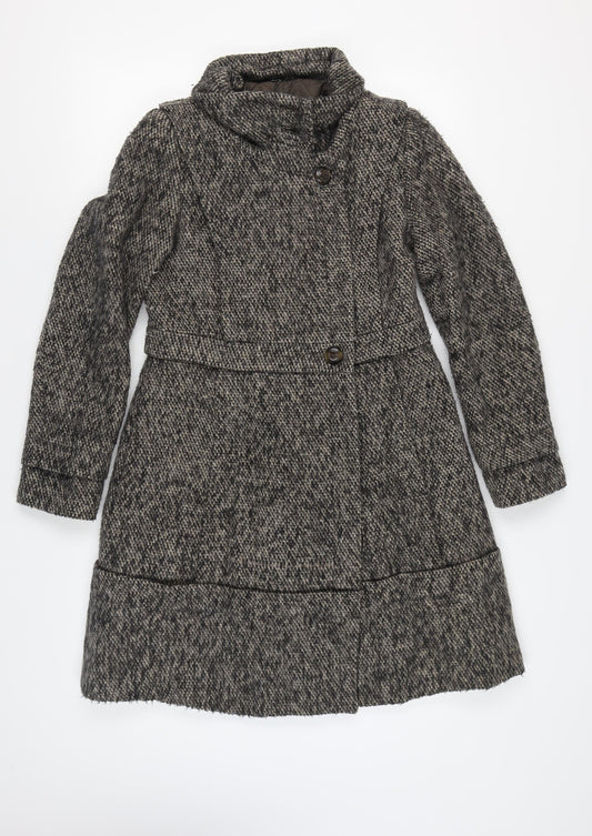 Mango Women's Grey Long Tweed Coat Size L