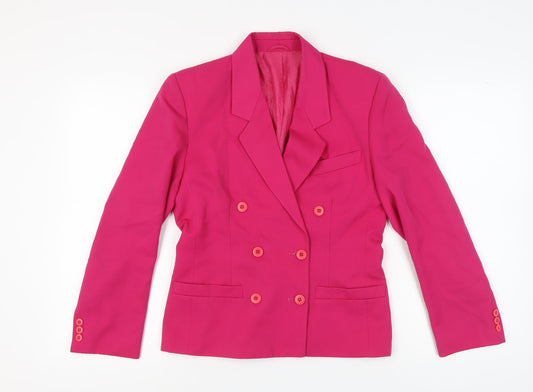 St Michael Women's Pink Double-Breasted Blazer Size 10