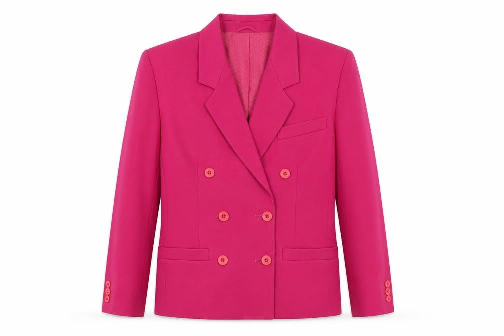 St Michael Women's Pink Double-Breasted Blazer Size 10