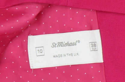 St Michael Women's Pink Double-Breasted Blazer Size 10