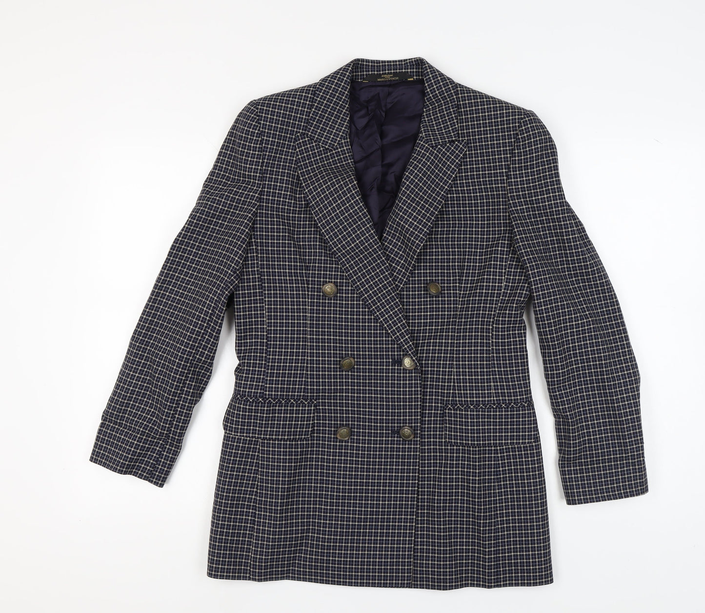 Marks and Spencer Women's Navy Check Blazer Size 10