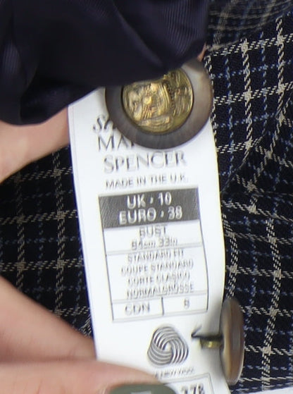 Marks and Spencer Women's Navy Check Blazer Size 10
