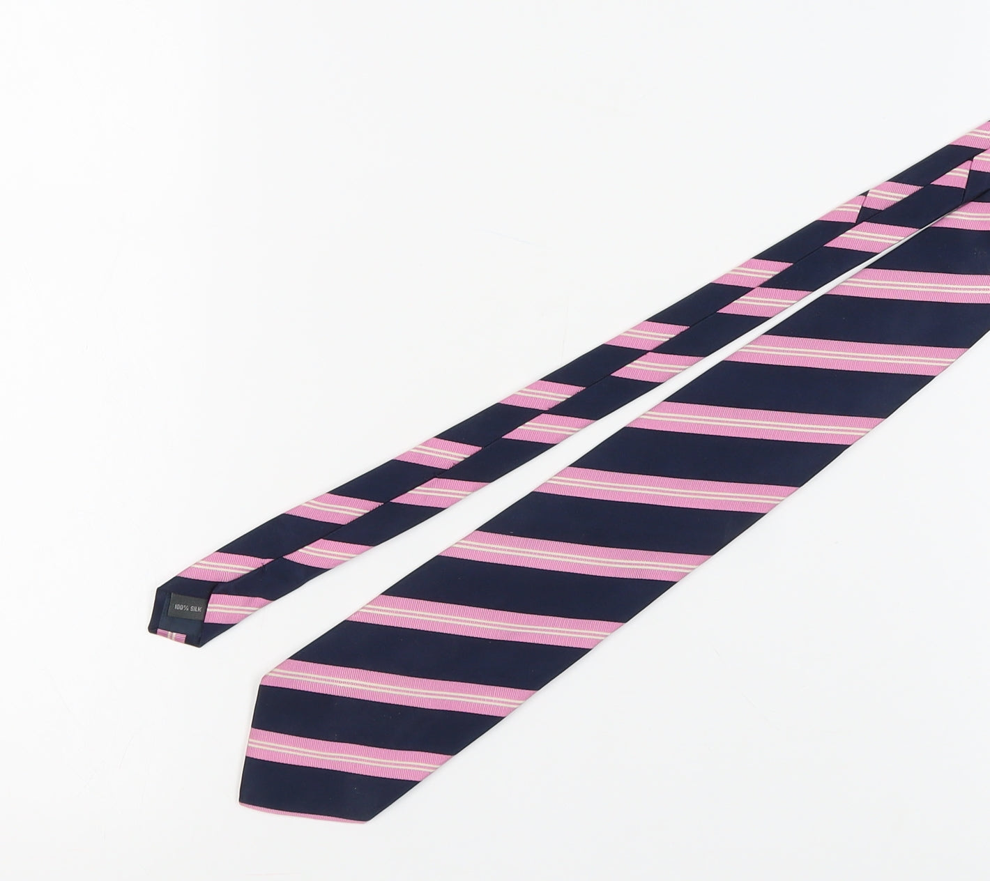 Austin Reed Men's Pink Striped 100% Silk Tie