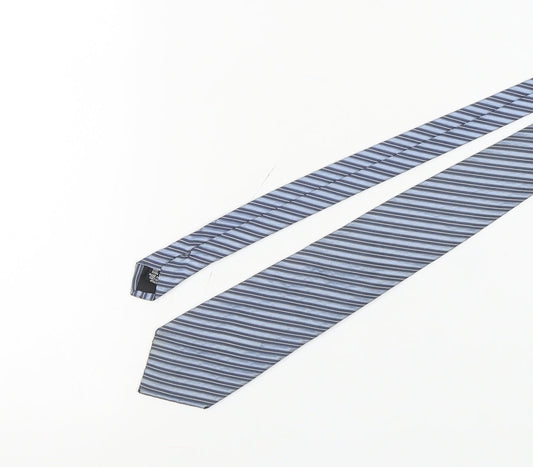 Hugo Boss Men's Blue Striped Silk Tie One Size