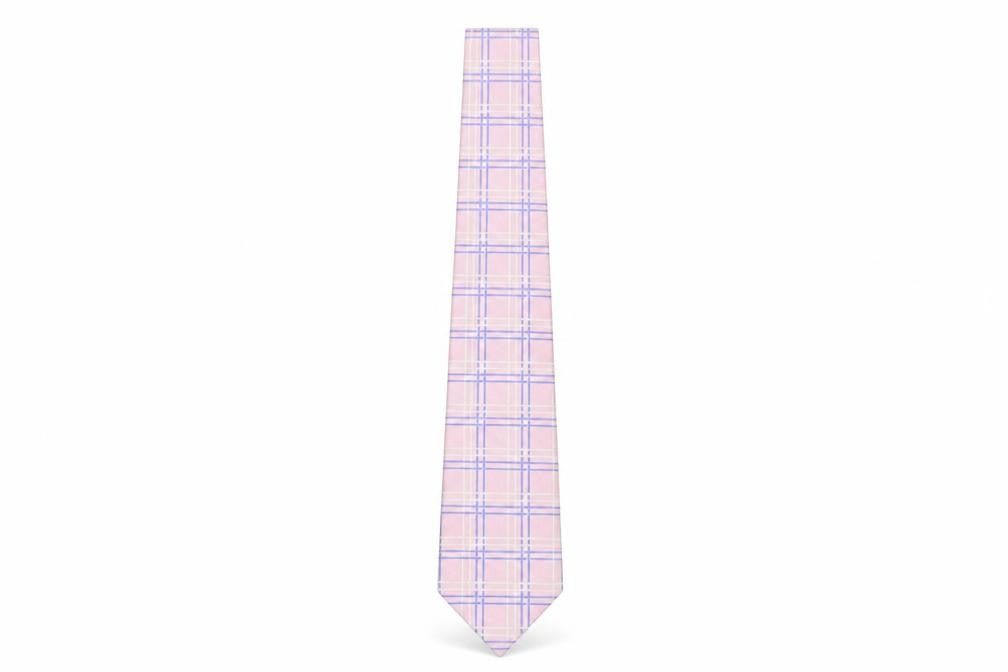 Mens Van Heusen Pink Plaids & Checks 100% Silk  Tie