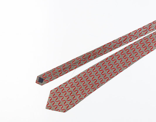 René Chagal Men's Red Beige Geometric Tie