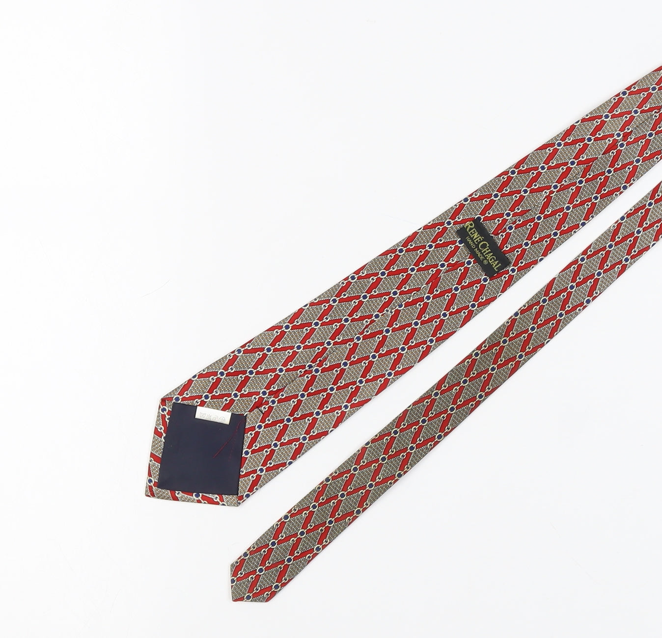 René Chagal Men's Red Beige Geometric Tie