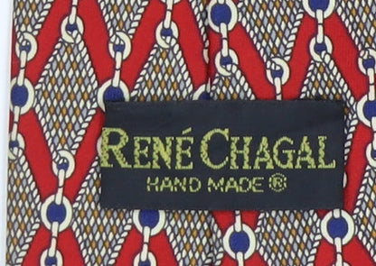 René Chagal Men's Red Beige Geometric Tie
