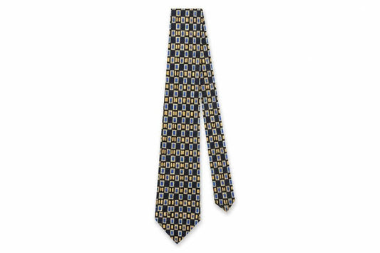 Mens Cezan Multicoloured Geometric 100% Silk  Tie