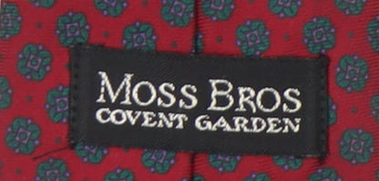 Moss Bros Men's Red Silk Polka Dot Designer Tie