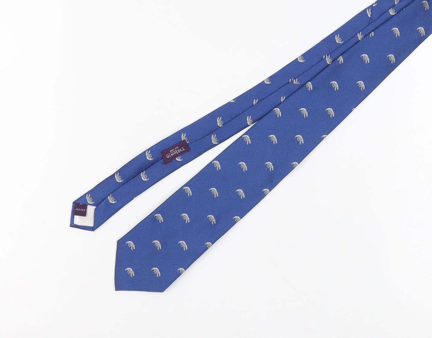TM Lewin Men's Blue Silk Animal Print Tie