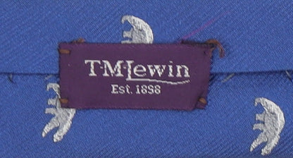 TM Lewin Men's Blue Silk Animal Print Tie