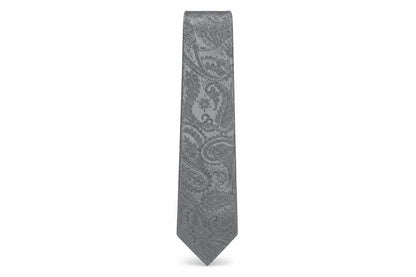 HISDERN Men's Grey Paisley Tie 100% Polyester One Size