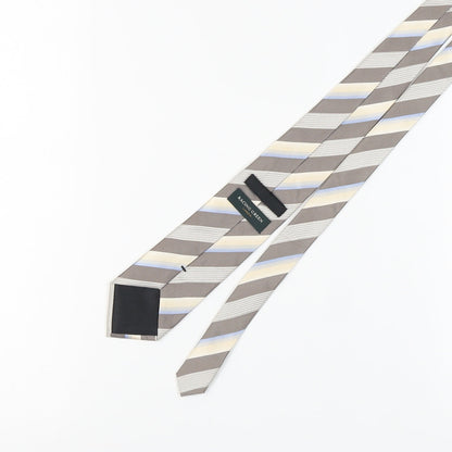 Racing Green Men's Silver Striped Silk Tie, One Size