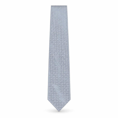 Mens Tom English Grey Geometric 100% Silk  Tie