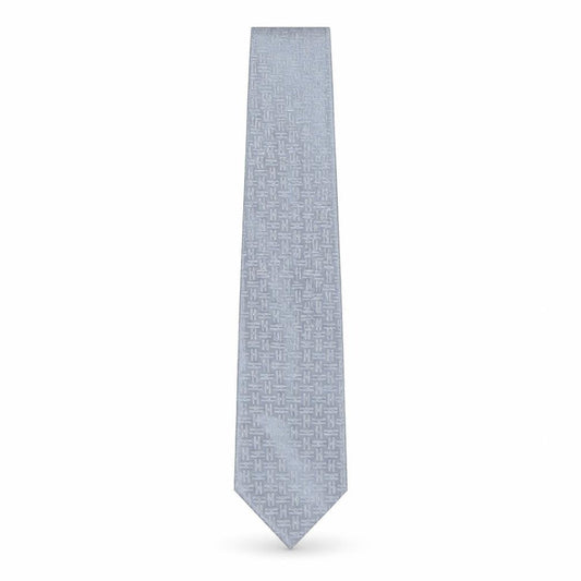 Mens Tom English Grey Geometric 100% Silk  Tie