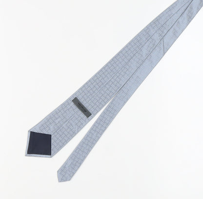 Tom English Men's Grey Geometric Silk Tie