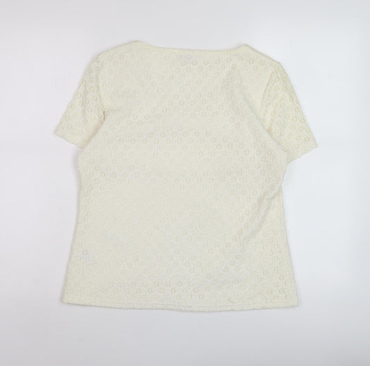 Bonmarché Women's Ivory Short Sleeve Top S/M