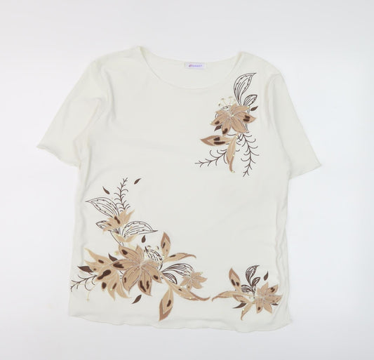 Womens UK Size 14 Damart Beige Basic T-Shirt