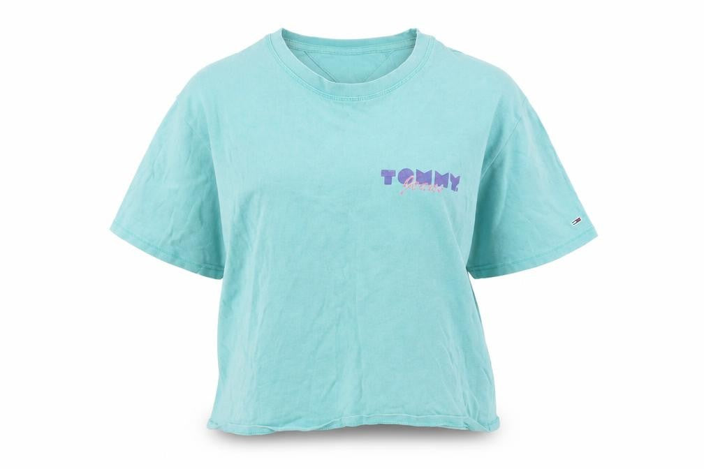 Front view of Tommy Jeans unisex blue relaxed fit summer t-shirt s