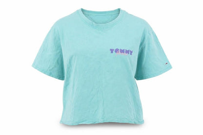 Front view of Tommy Jeans unisex blue relaxed fit summer t-shirt s