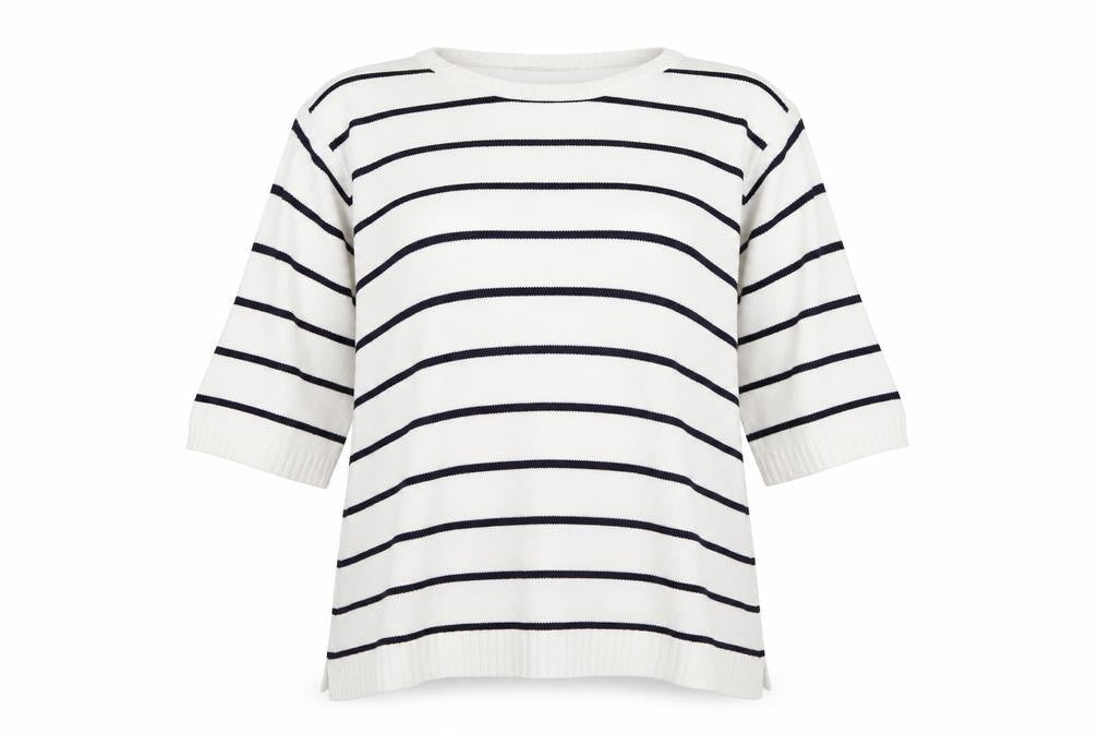 Marks and Spencer Women's White Striped Pullover Jumper Size 20
