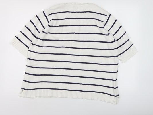 Marks and Spencer Women's White Striped Pullover Jumper Size 20