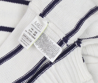 Marks and Spencer Women's White Striped Pullover Jumper Size 20