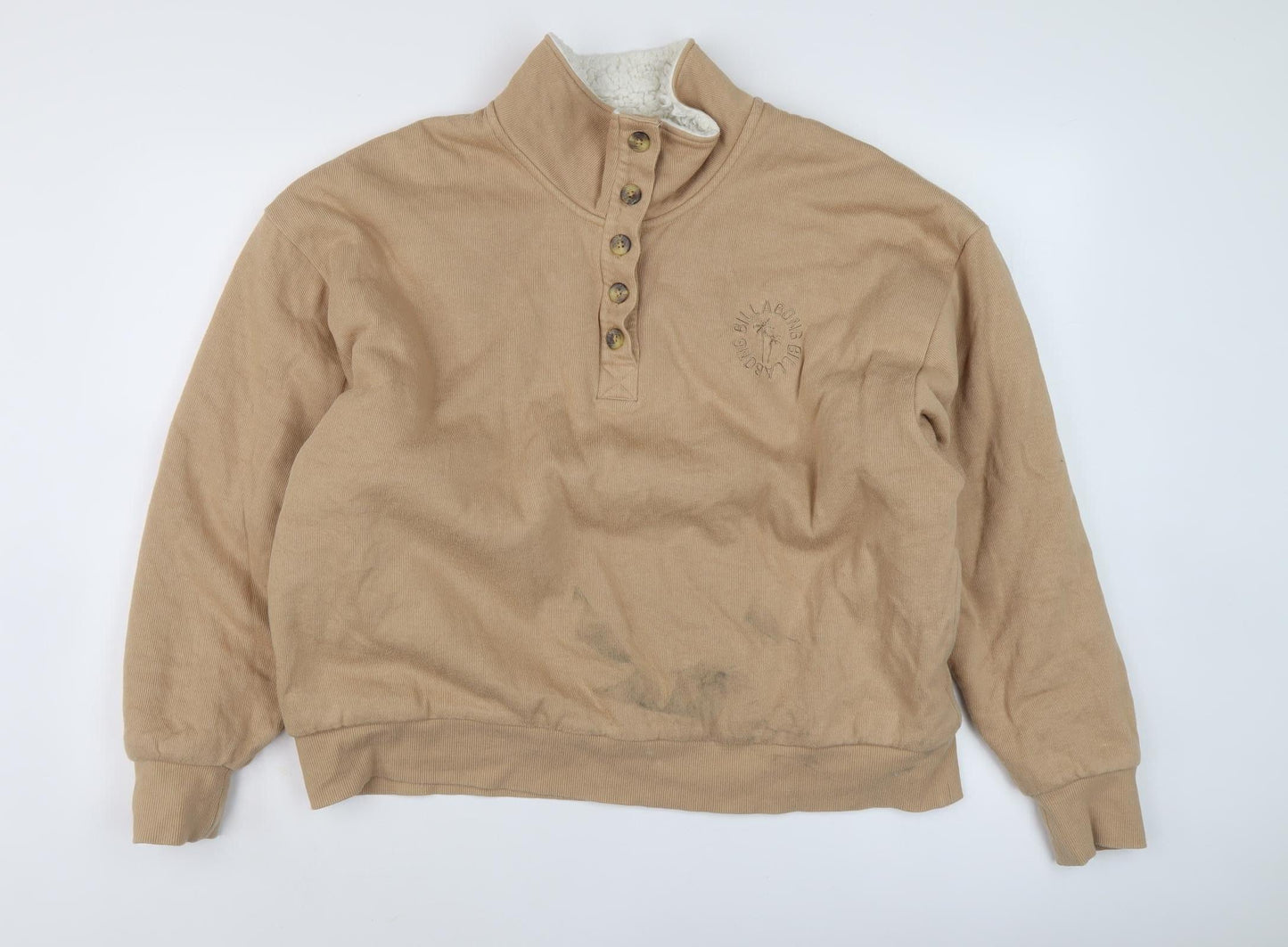 Mens UK Size XL Billabong Beige Henley Sweatshirt
