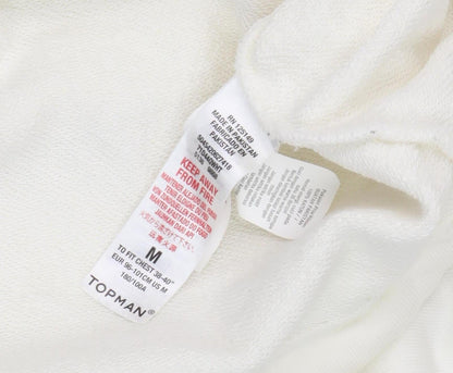 Topman Ivory Pullover Hoodie, Men's M, Cotton, Hooded
