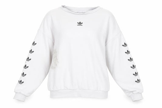 Front view of Adidas Women's White XS Pullover Sweatshirt
